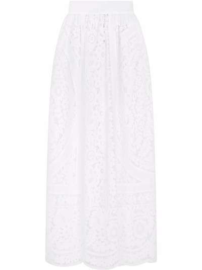 Dolce & Gabbana юбка с завышенной талией и цветочным кружевом