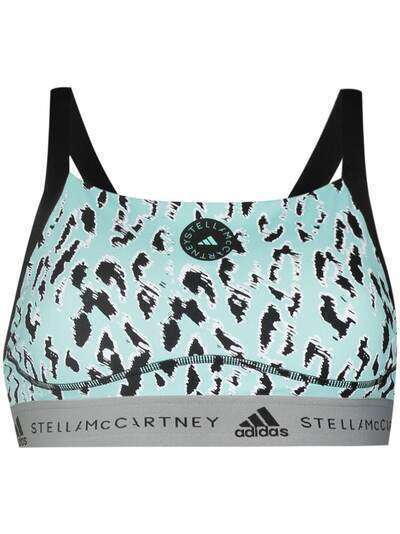 adidas by Stella McCartney спортивный бюстгальтер TruePurpose с леопардовым принтом