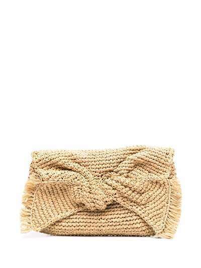 Anya Hindmarch bow-detail raffia clutch bag