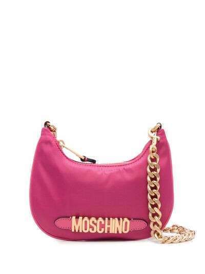 Moschino logo-plaque zip-up shoulder bag