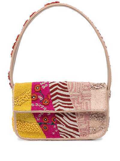 STAUD Tommy patchwork beaded bag