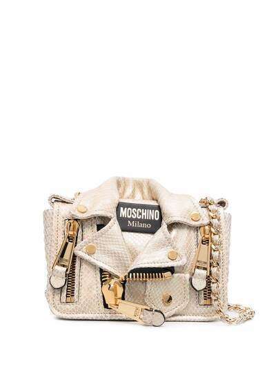 Moschino Biker snakeskin-effect shoulder bag