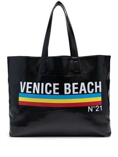 Nº21 slogan print tote bag