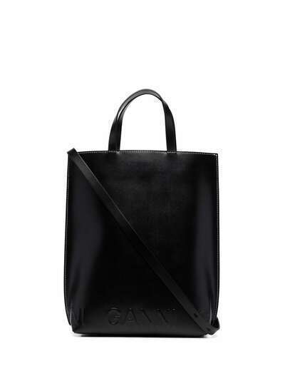 GANNI debossed-logo tote bag