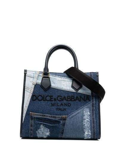 Dolce & Gabbana джинсовая сумка-тоут в технике пэчворк