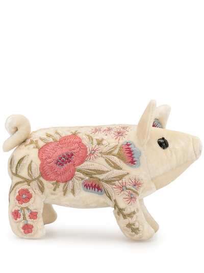 Anke Drechsel бархатная игрушка в виде свиньи с вышивкой