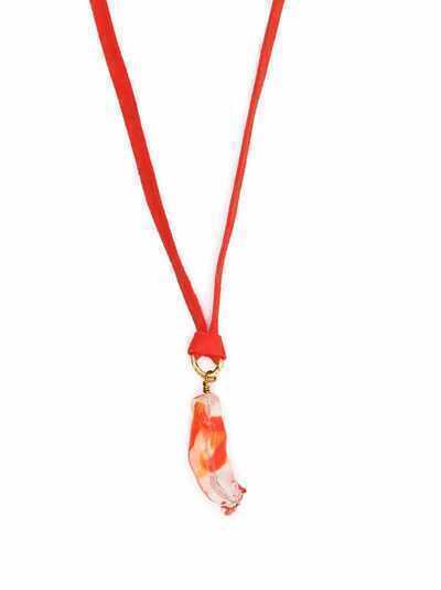 Forte Forte glass-pendant suede necklace