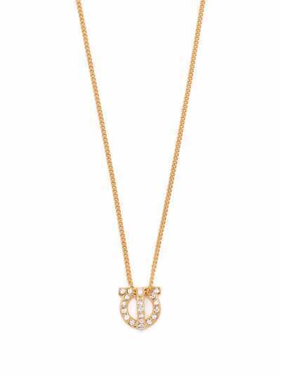 Salvatore Ferragamo Gancini crystal pendant necklace