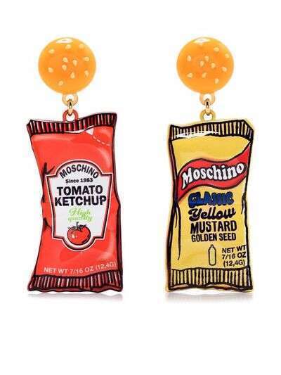 Moschino серьги-подвески Ketchup & Mustard