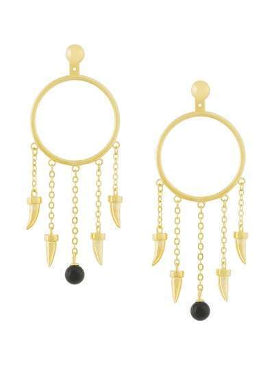 Eshvi fang pearl charm earrings