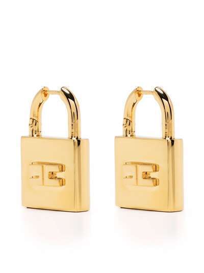 Elisabetta Franchi padlock logo earrings