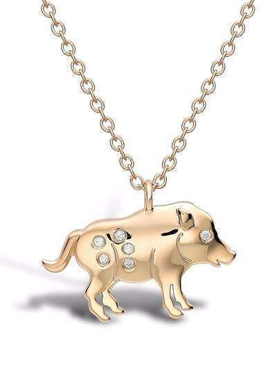 Pragnell подвеска Zodiac Pig из желтого золота с бриллиантами