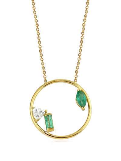 Gfg Jewellery колье Project 2020 из желтого золота с бриллиантами и изумрудом