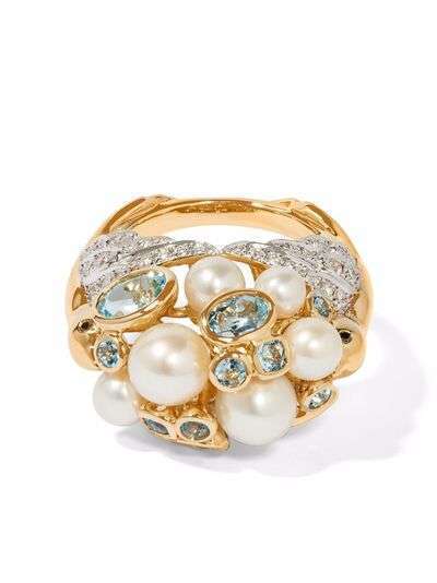 Annoushka золотое кольцо Disco Ball Lovebirds с жемчугом и бриллиантами из коллаборации с Temperley London