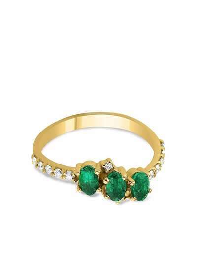 Gfg Jewellery кольцо Seraphine из желтого золота с бриллиантами и изумрудами