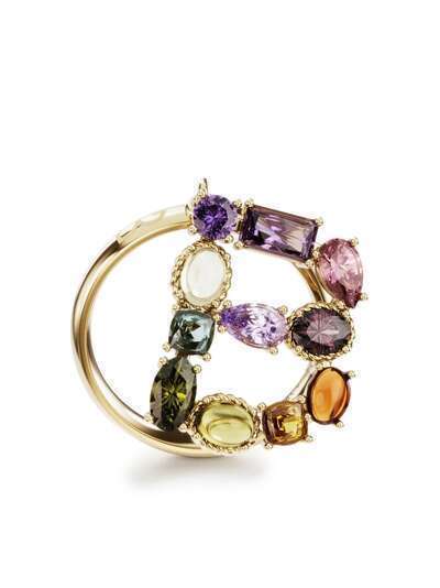 Dolce & Gabbana кольцо Rainbow Alphabet D из желтого золота с камнями