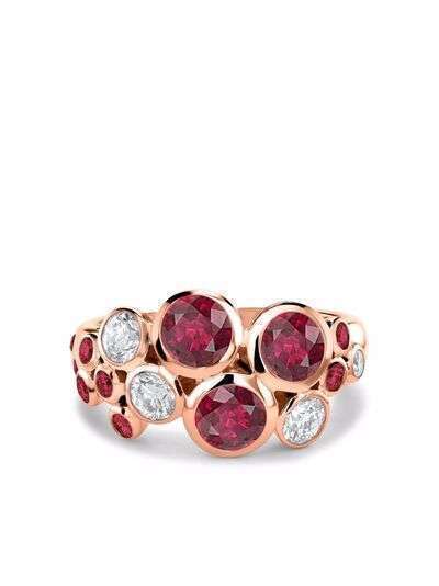 Pragnell кольцо Bubbles из розового золота с бриллиантами и рубином