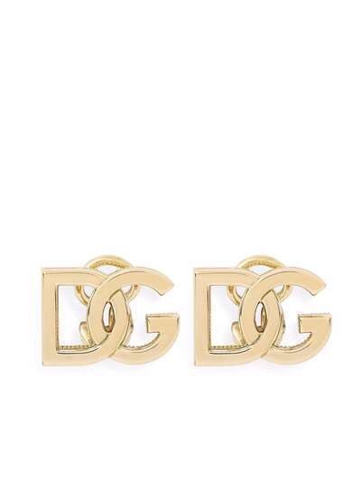 Dolce & Gabbana серьги-клипсы из желтого золота с логотипом