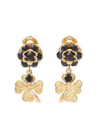 Dolce & Gabbana серьги-подвески Good Luck из желтого золота с сапфиром