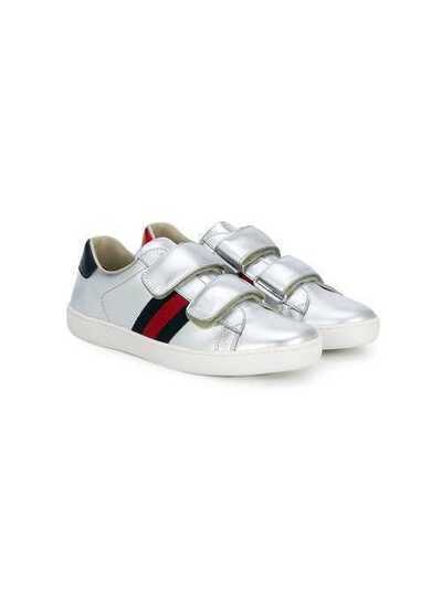 Gucci Kids кроссовки на липучках с отделкой Web 455496DXD60