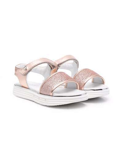 TWINSET Kids glitter-detail touch-strap sandals