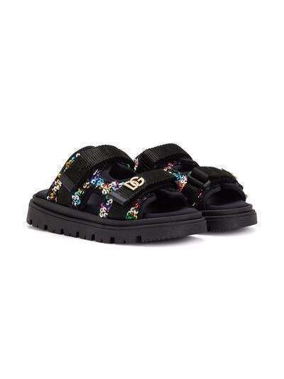 Dolce & Gabbana Kids сандалии на липучках с пайетками