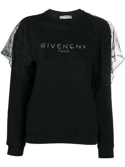 Givenchy толстовка с кружевной вставкой