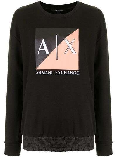 Armani Exchange толстовка в стиле колор-блок с логотипом