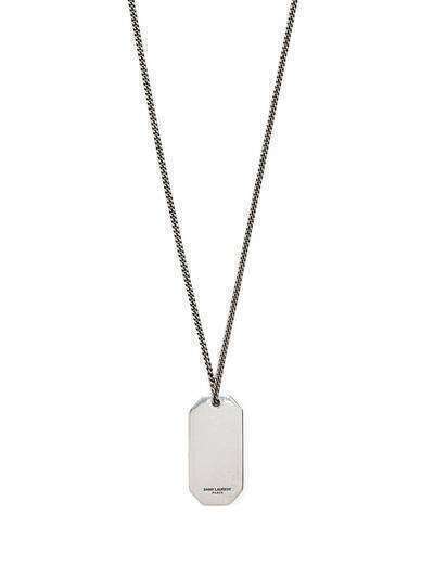 Saint Laurent logo engraved pendant necklace