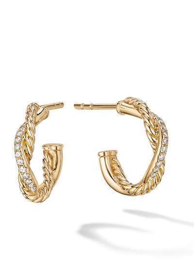 David Yurman серьги-кольца Infinity из желтого золота с бриллиантами