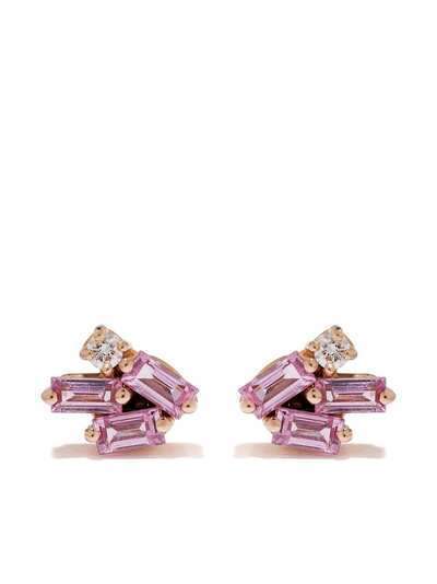 Suzanne Kalan маленькие серьги-кластеры из розового золота с бриллиантами и сапфирами