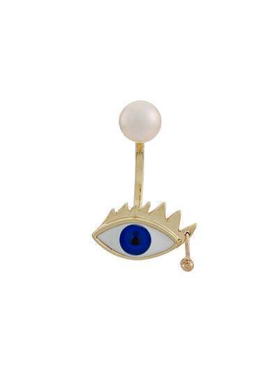 Delfina Delettrez единичная золотая серьга Eye Piercing с жемчугом и эмалью