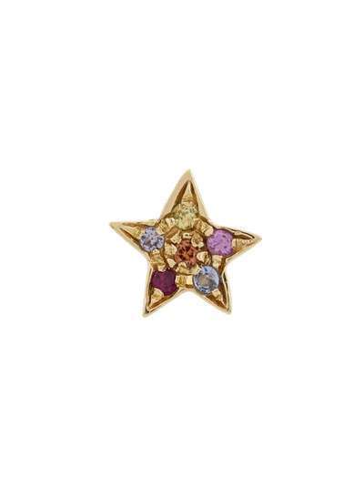 Carolina Bucci золотая серьга Star с бриллиантами, сапфиром и рубином