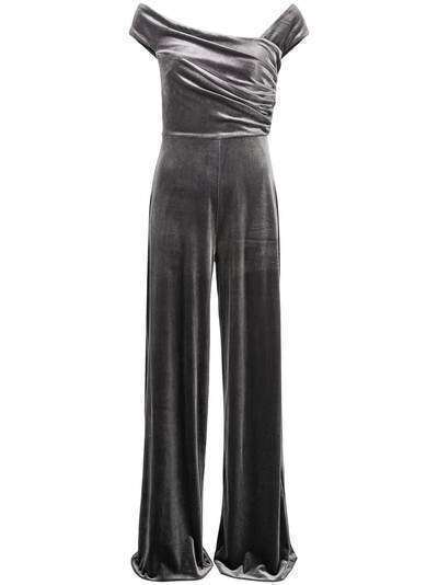 Halston Heritage ruched velour jumpsuit