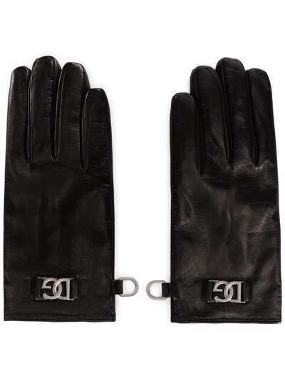 Dolce & Gabbana кожаные перчатки с логотипом DG