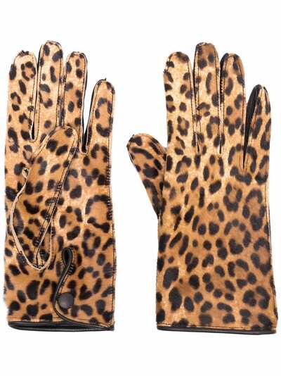 Maison Margiela перчатки с леопардовым принтом