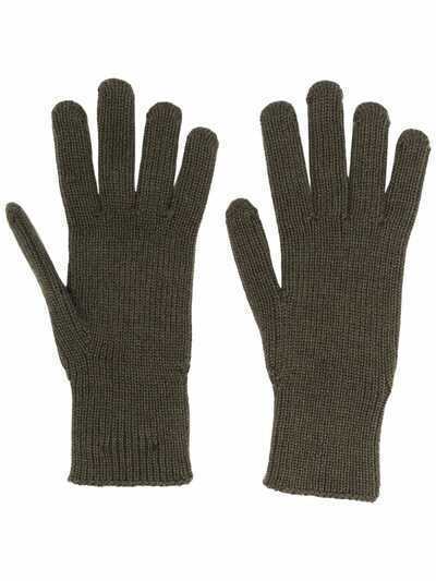 Moncler трикотажные перчатки с нашивкой-логотипом