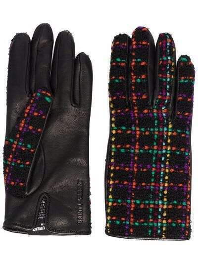 Saint Laurent tweed panelled gloves