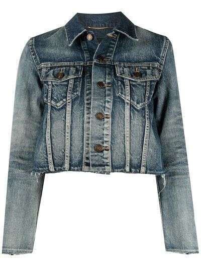 Saint Laurent джинсовая куртка с необработанными краями