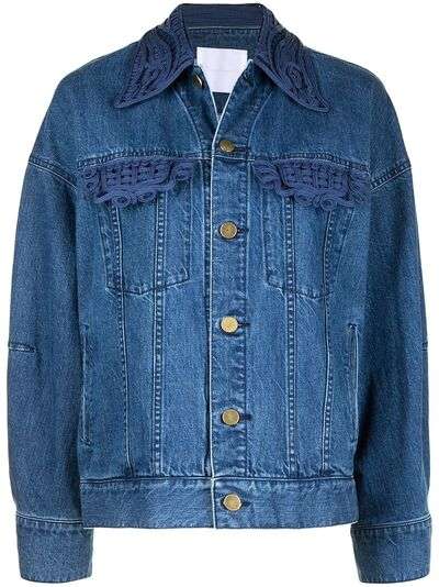 Mame Kurogouchi джинсовая куртка с вышивкой