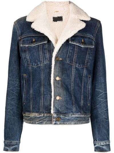 Saint Laurent shearling-trim denim jacket