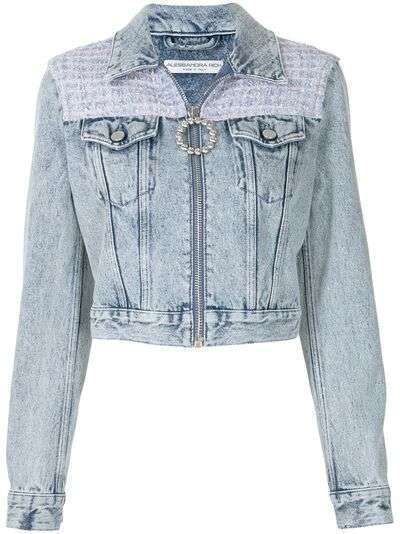 Alessandra Rich джинсовая куртка с кристаллами