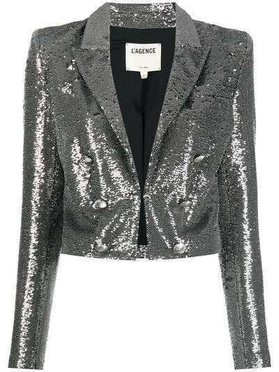 L'Agence Inez cropped sequinned blazer