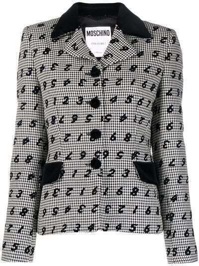 Moschino numbers print single breasted blazer