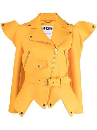 Moschino Couture asymmetric biker jacket