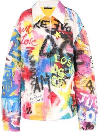 Dolce & Gabbana куртка-рубашка с принтом граффити