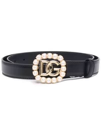 Dolce & Gabbana rhinestone-embellished logo-plaque belt