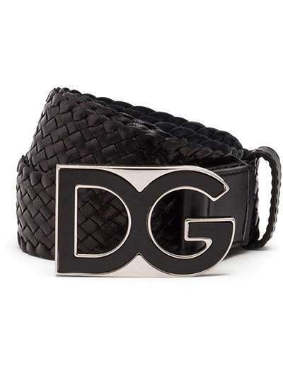 Dolce & Gabbana плетеный ремень с пряжкой DG