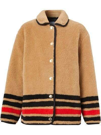 Burberry флисовое пальто с полосками