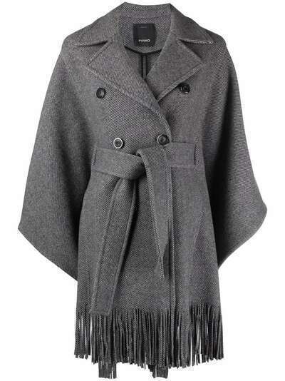 Pinko fringe-detail double-breasted coat